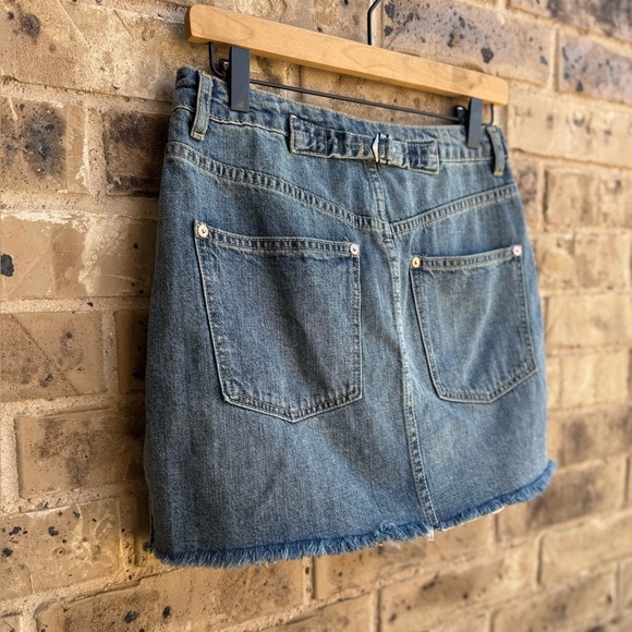 We The Free Free People  Light Blue Denim A-Line Mini Skirt Sz 26 - Picture 7 of 10